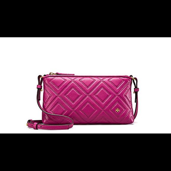 NEW Tory Burch Fleming Chain Fuchsia Quilted Crossbody - Picture 3 of 8